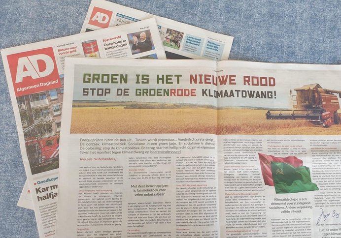 Cultuur onder Vuur komt met Manifest tegen Klimaatdwang in Algemeen Dagblad
