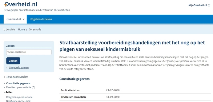 Steun via internet de nieuwe anti-pedofielenwet