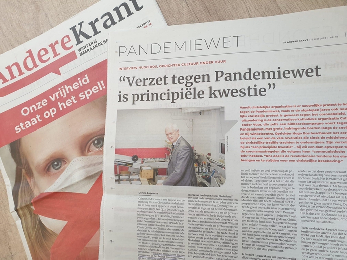 Hugo Bos in De Andere Krant: 'Achter pandemiewet schuilt een communistische geest'