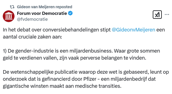 Tweet fvd van meijeren conversiewet pfizer
