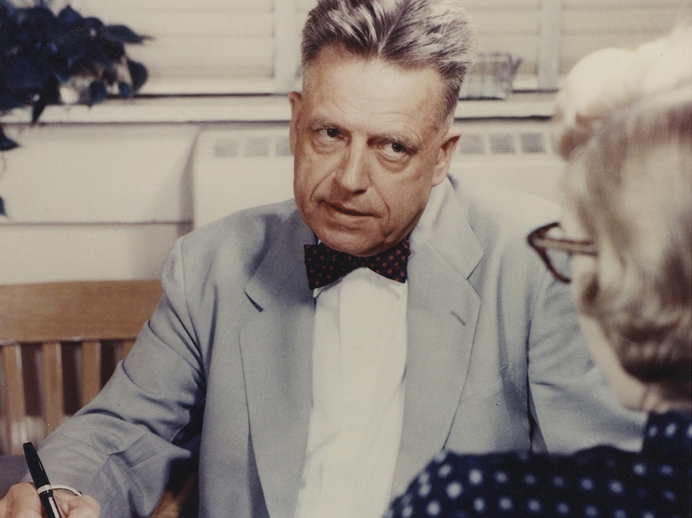 William Dellenback Alfred Kinsey interviewing a woman Courtesy of The Kinsey Institute for