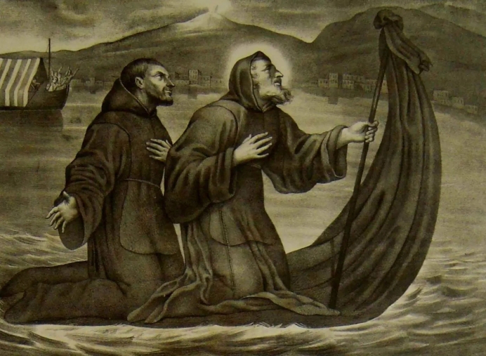 Franciscus van Paola zeilde met alleen zijn mantel over het water
