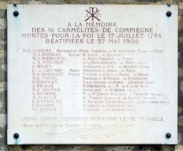 867px Plaque Carmélites de Compiègne Cimetière de Picpus Paris 12