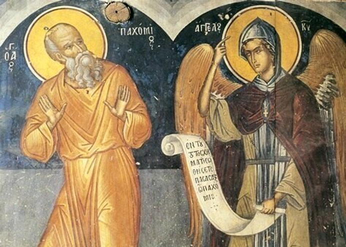 De heilige Pachomius en de monnik met twee matjes