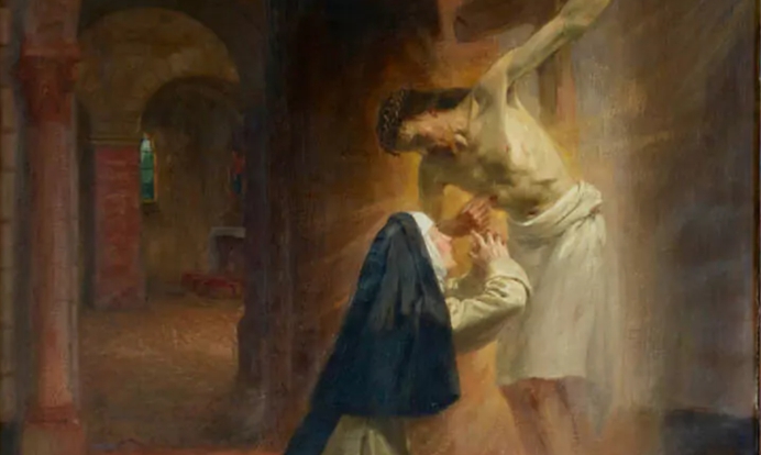Sint-Lutgardis van Tongeren mocht haar lippen bevochtigen met Christus' Bloed