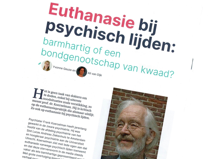 'Euthanasie lijkt barmhartig, maar is samenspannen met het kwaad'