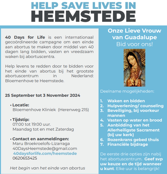 Flyer 40 days for life Heemstede