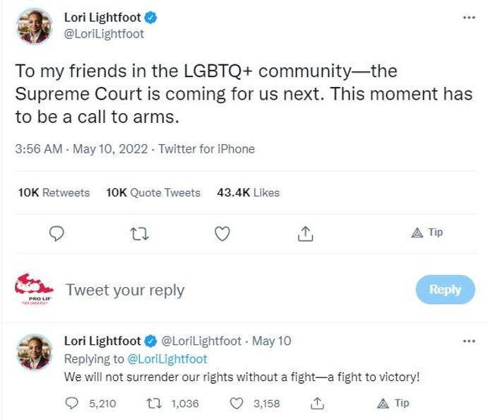 Tweet Lori Lightfoot abortus