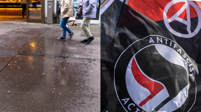 Antifas throw a Bucket of Soapy Water over a Mother and Child