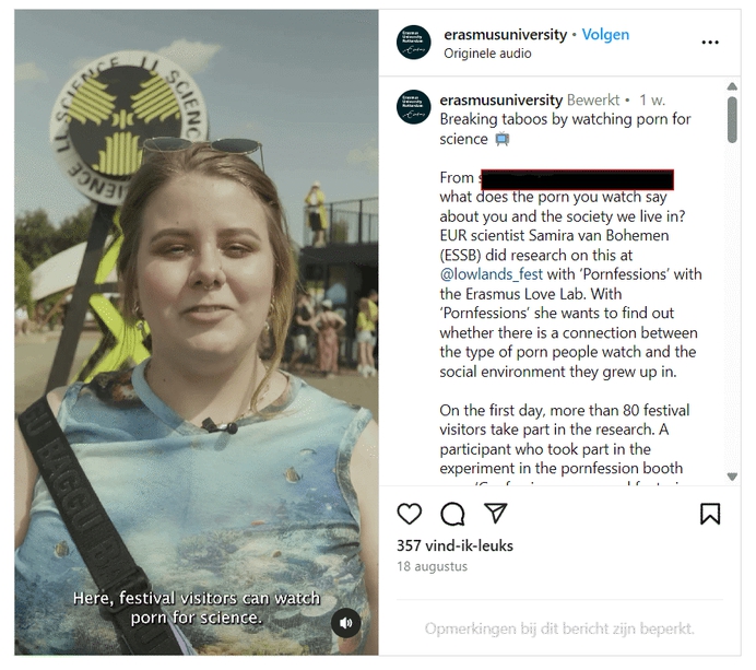 Erasmus University Rotterdam lets Festival-Goers watch Pornography