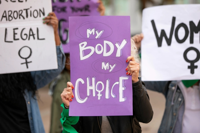 Front view women protesting outdoors